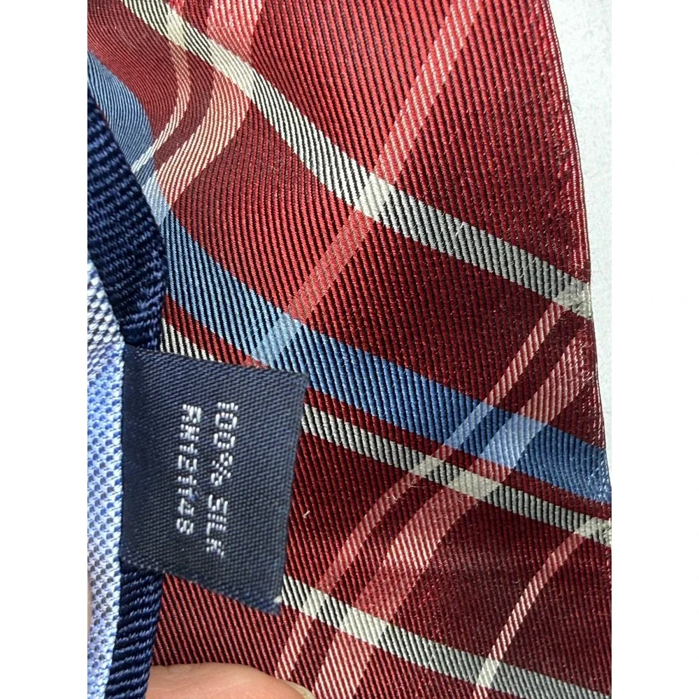 Tommy Hilfiger Red Blue Plaid Silk Necktie Men Business Casual Office Formal‎